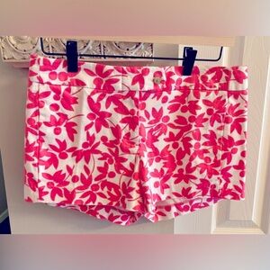J. Crew Pink and White Chino Shorts Vibrant Floral Design Size 2 NWOT